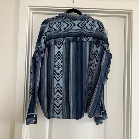 Wrangler Retro large Coastal Cowgirl Aztec Southwestern Cotton Snap button shirt - Picture 4 of 16